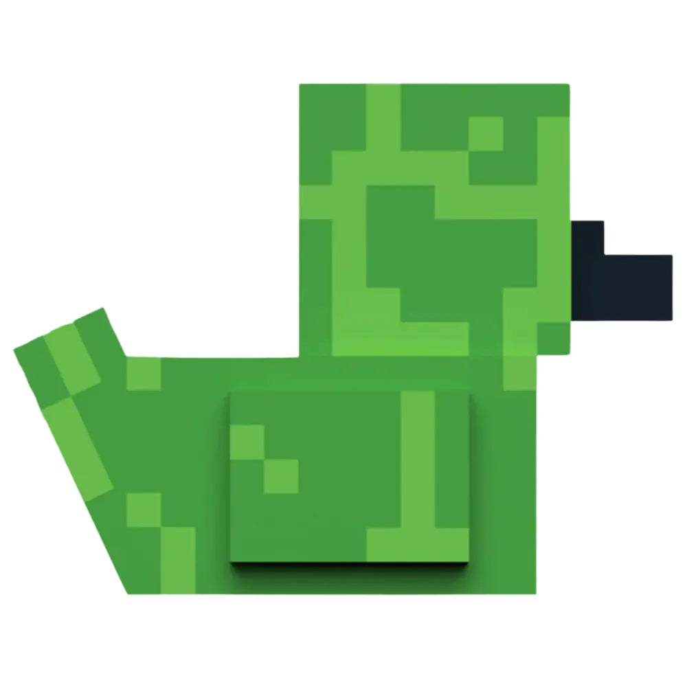 Side view if the Tubbz Minecraft Mini Creeper in the shape of a duck