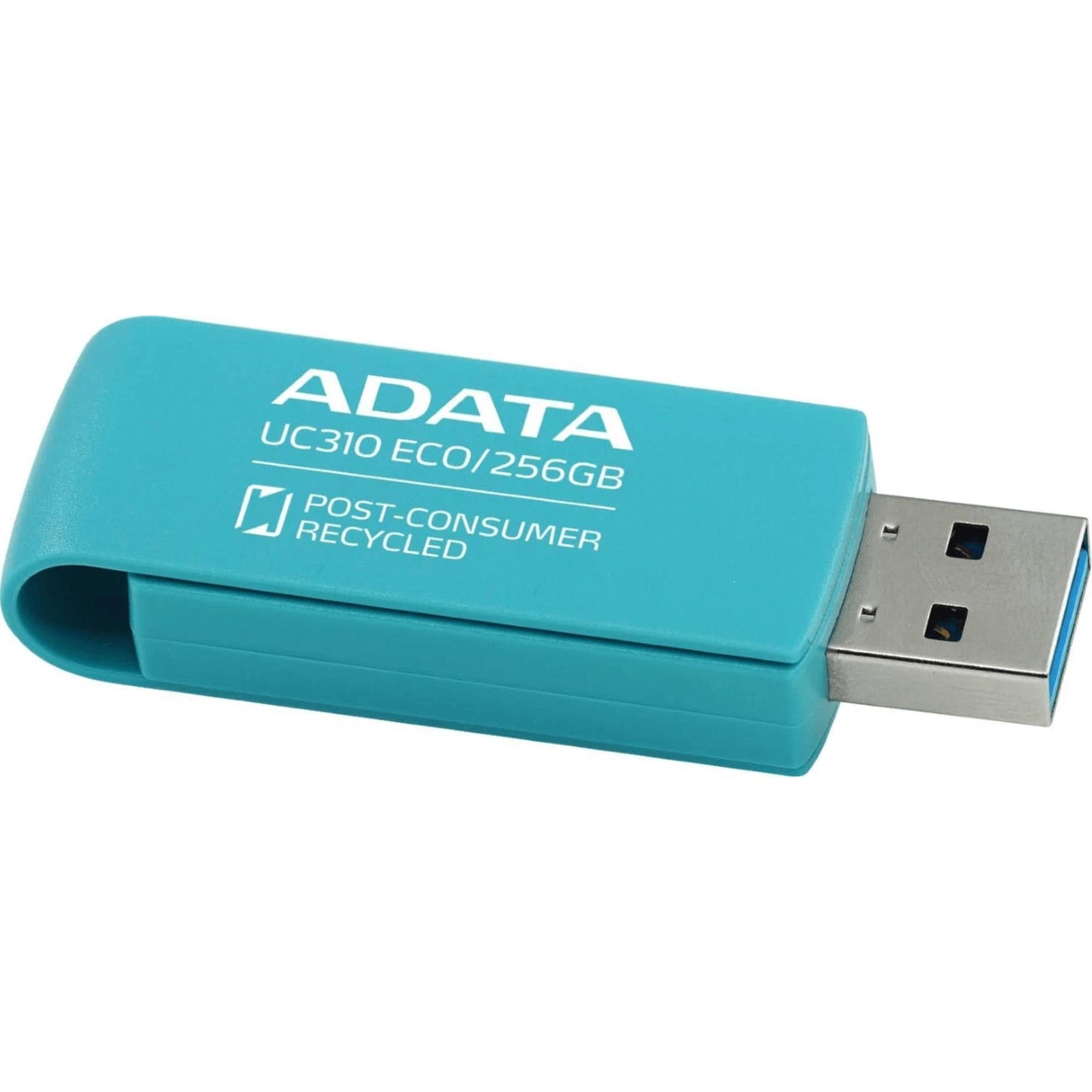 The flash drive's capless design showing the retractable USB Type-A connector.

