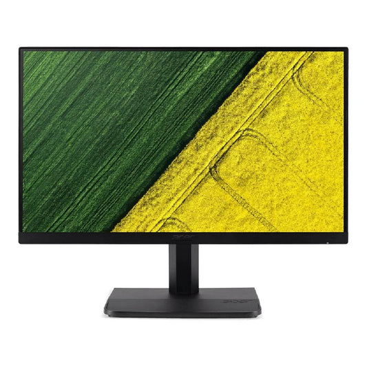 Front view of the Acer M27V17Q 27" WQHD IPS Monitor with a green and yellow abstract design on the screen
