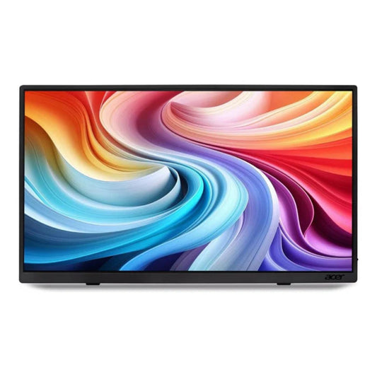 Acer PM161QT 15.6" Touch screen monitor with a colorful abstract design on the screen against a white background