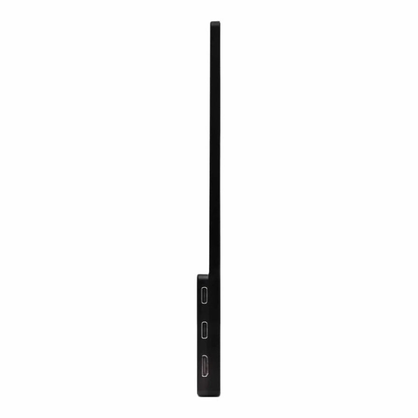 Side port view of the Acer PM161QT 15.6" Touch screen monitor displaying the mini HDMI and 2 USB-C ports. 