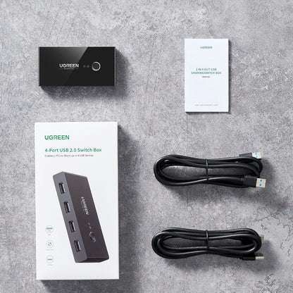 UGREEN USB 3.0 4-Port Switch Box, with 1.5m USB Cables