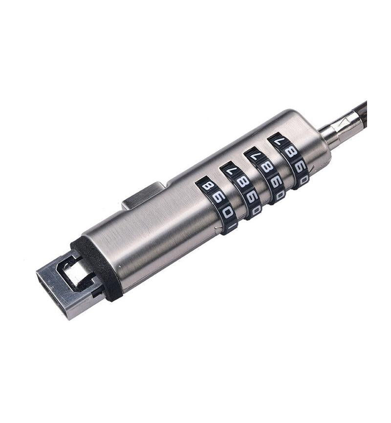 Metallic combination lock on a white background