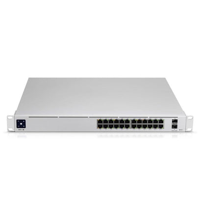 Front view of Ubiquiti USW-PRO-24-POE 24-Port Managed PoE+ Switch