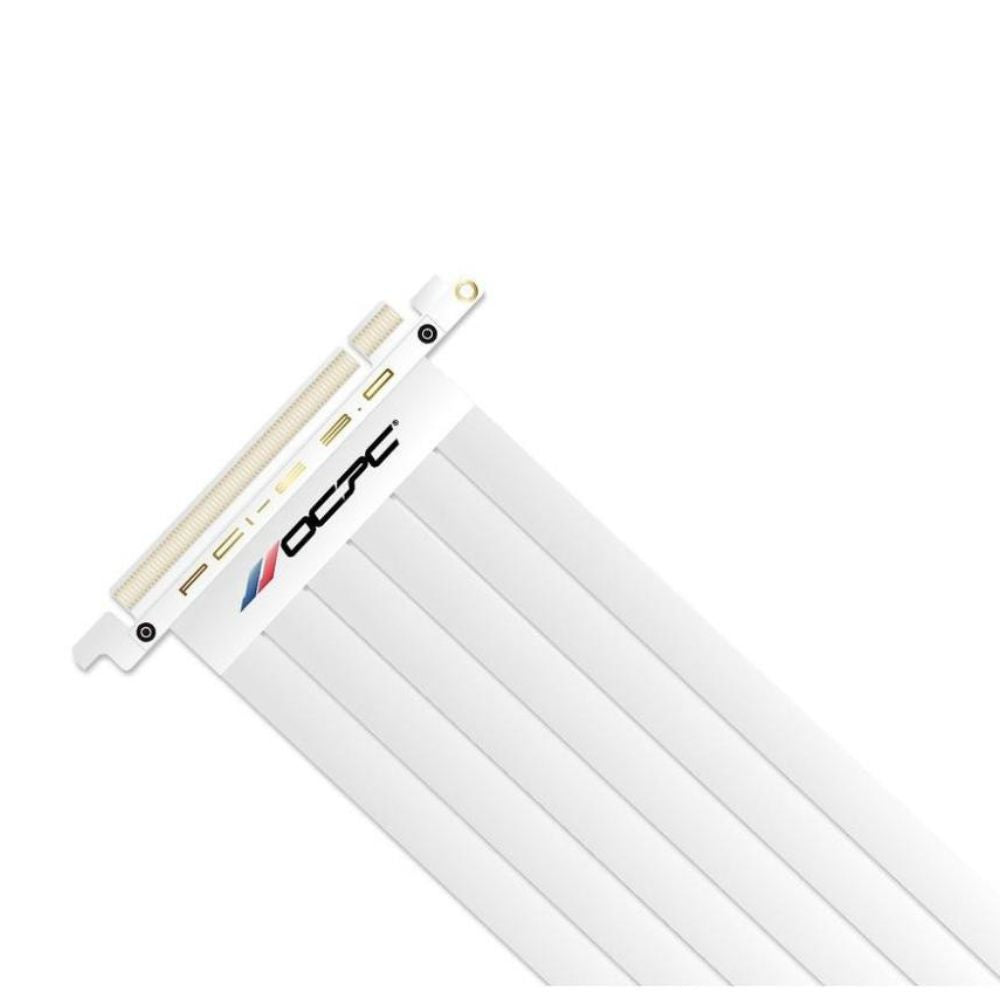 OCPC XTENDER PCI-E 3.0 Riser Cable, 250mm, white flexible GPU extension for custom builds.