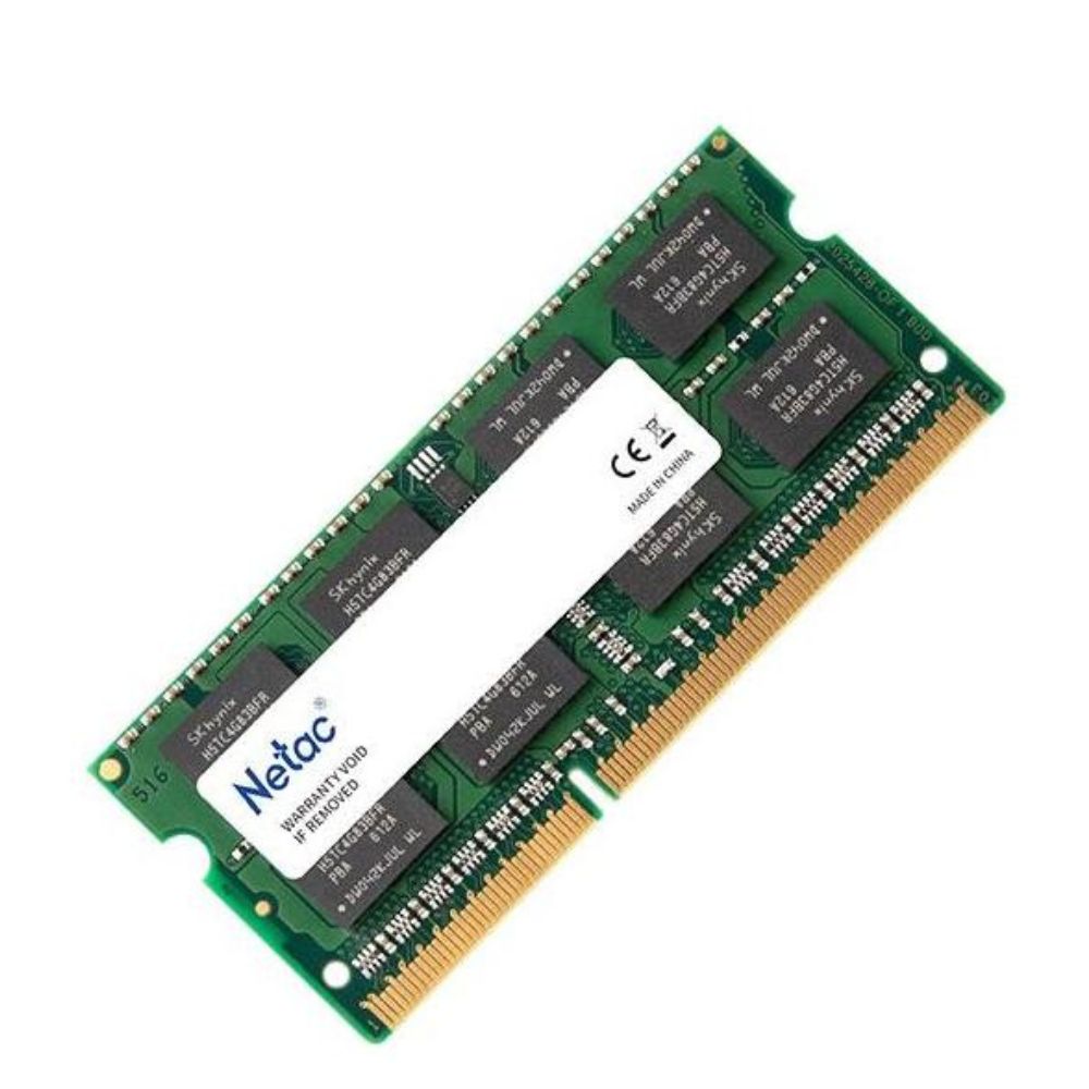 Netac 4GB DDR3L 1600MHz SODIMM laptop RAM, 1.35V low-voltage memory module for notebooks.