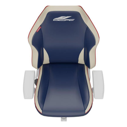 OCPC AMR-12 AMORE kids gaming chair in blue with beige accents and white armrests, ergonomic & adjustable