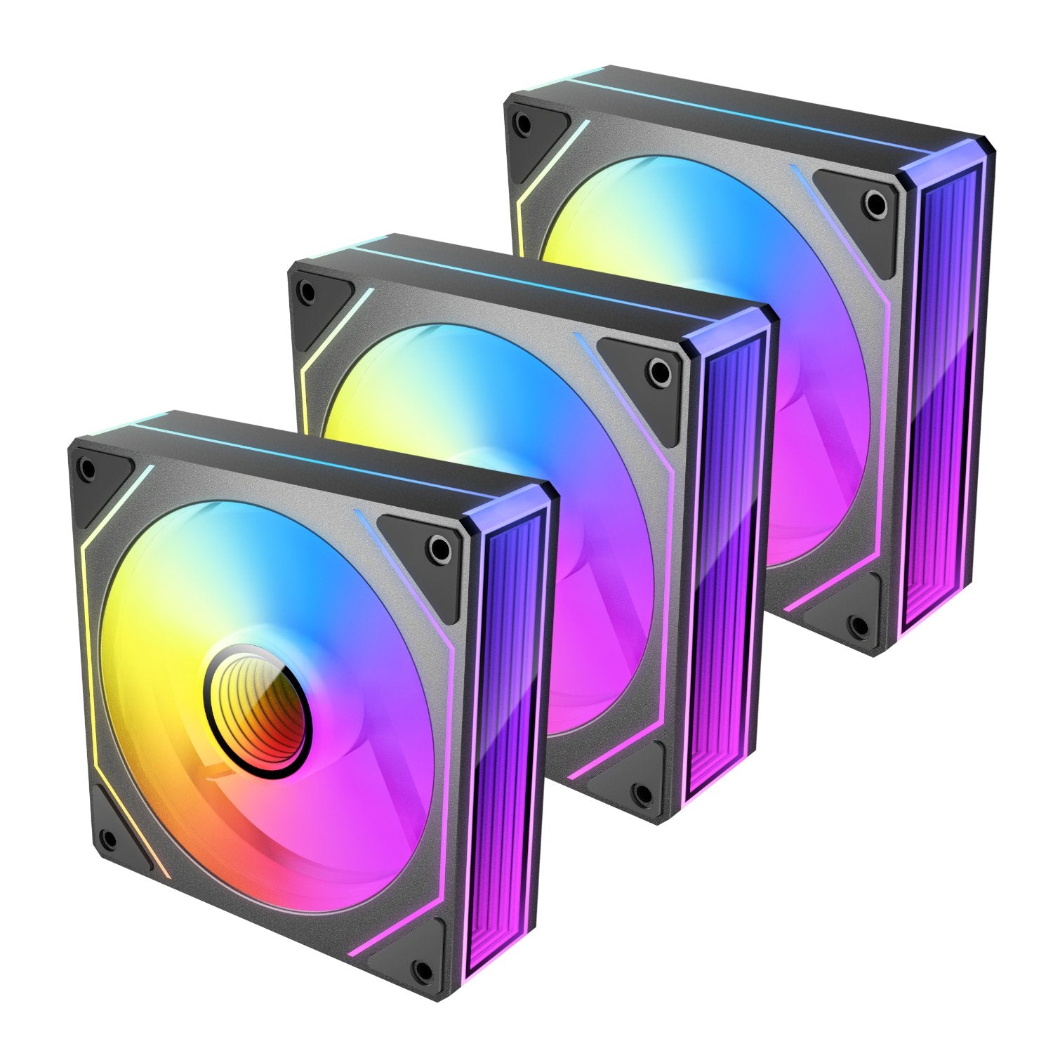 Antec VISION PWM 120mm ARGB Reverse Infinity Mirror Case Fan 3 Pack Bl ...