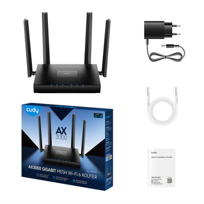 Cudy AX3000 5-Port Gigabit Dual-Band Wi-Fi 6 Mesh Router – Black