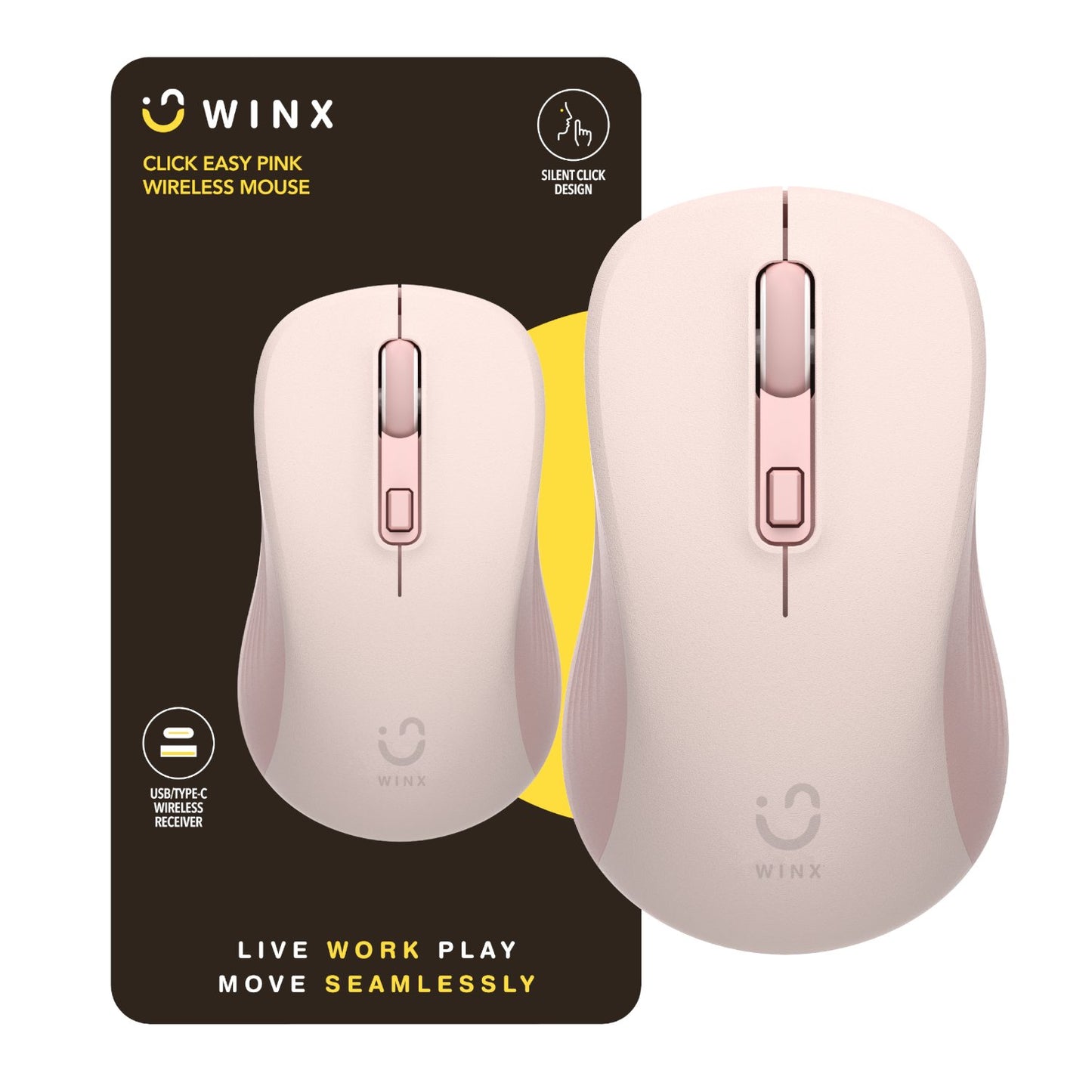 WINX CLICK Easy 1600DPI 2.4GHz Wireless Mouse - Pink