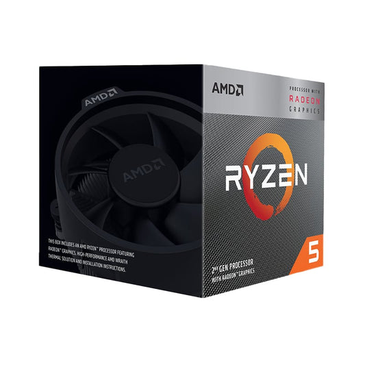 AMD RYZEN 5 3400G SKT AM4 CPU; 4 Core/8 Thread; Base Clock 3.7GHz;  Boost Clock 4.2GHz; 6 MB TDP 65W; RX Vega Graphics Cooler in