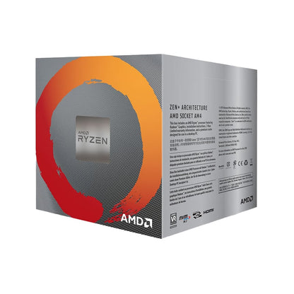 AMD RYZEN 5 3400G SKT AM4 CPU; 4 Core/8 Thread; Base Clock 3.7GHz;  Boost Clock 4.2GHz; 6 MB TDP 65W; RX Vega Graphics Cooler in