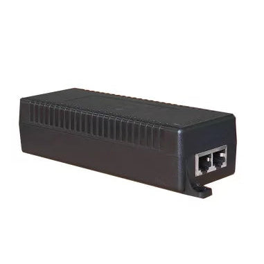 Black network poe injector on a white background
