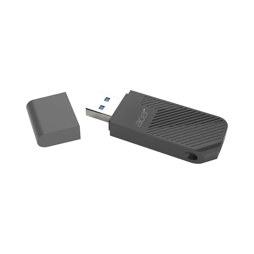 Acer UP200 USB2.0 Black Flash drive with cap on a white background