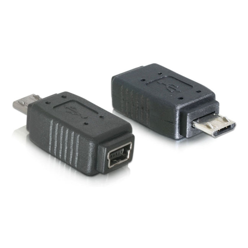 Two USB connectors, one with a micro USB port and the other with a standard USB port, on a white background.