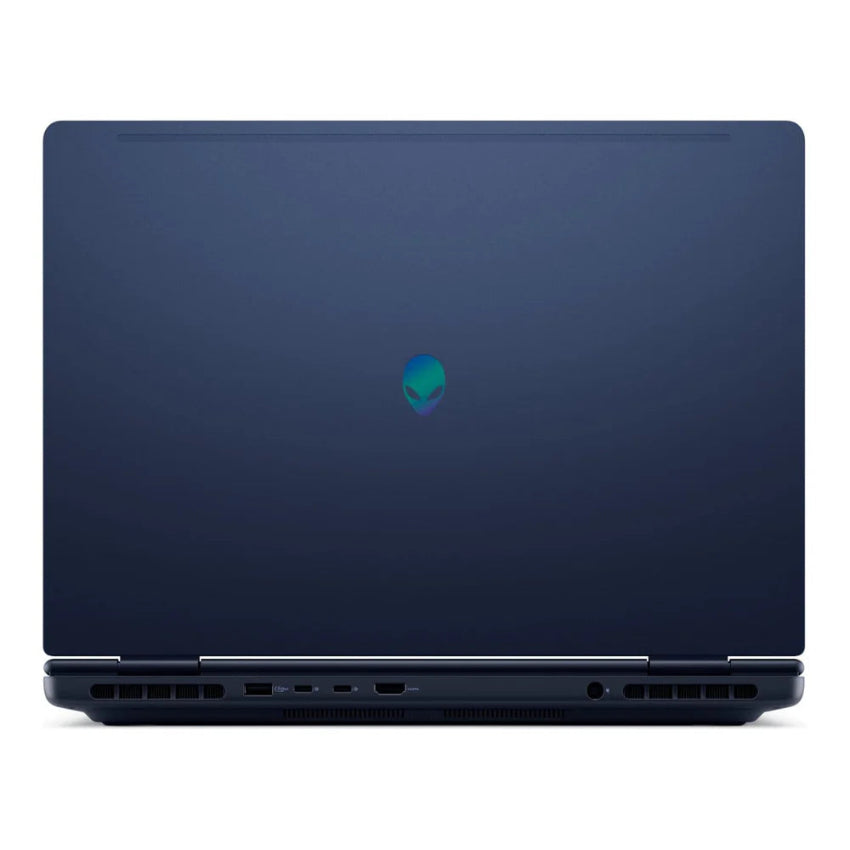 Rear view of the Alienware 16 Aurora 16 inch Gaming Laptop showing the back cover with Alienware logo and USB, HDMI, USB-C and power ports. 