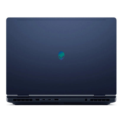 Rear view of the Alienware 16 Aurora 16 inch Gaming Laptop showing the back cover with Alienware logo and USB, HDMI, USB-C and power ports. 