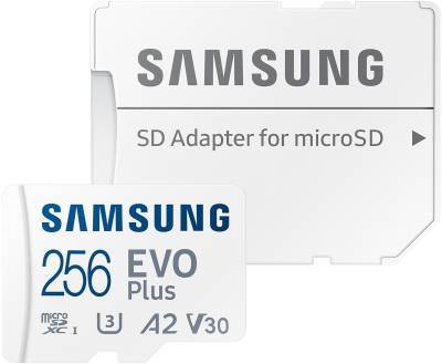 Samsung MB-MC256SA EVO Plus microSDXC 256GB Memory Card; Read : up to 160MB/s Write : Lower than Read Speed* Read/Write speed wi