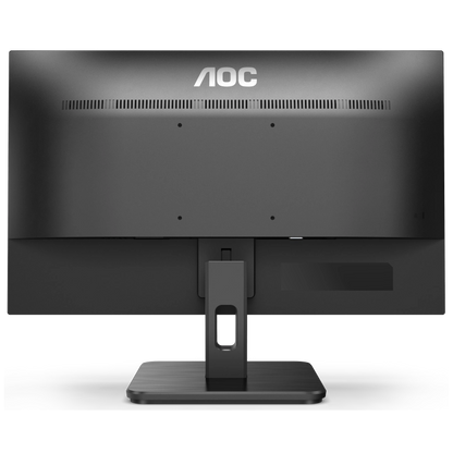 Rear view of the AOC 22E2HM 21.5" LCD Monitor showing the VESA mount holes, removable stand and AOC branding