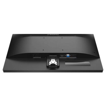 Bottom view of the AOC 22E2HM 21.5" FHD 1920 x 1080 monitor showing the power, hdmi, vga and aux port. 