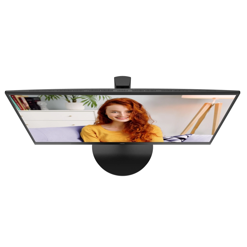 Top view of the AOC u27b3cf 27 inch 4k uhd ips monitor displaying the stand