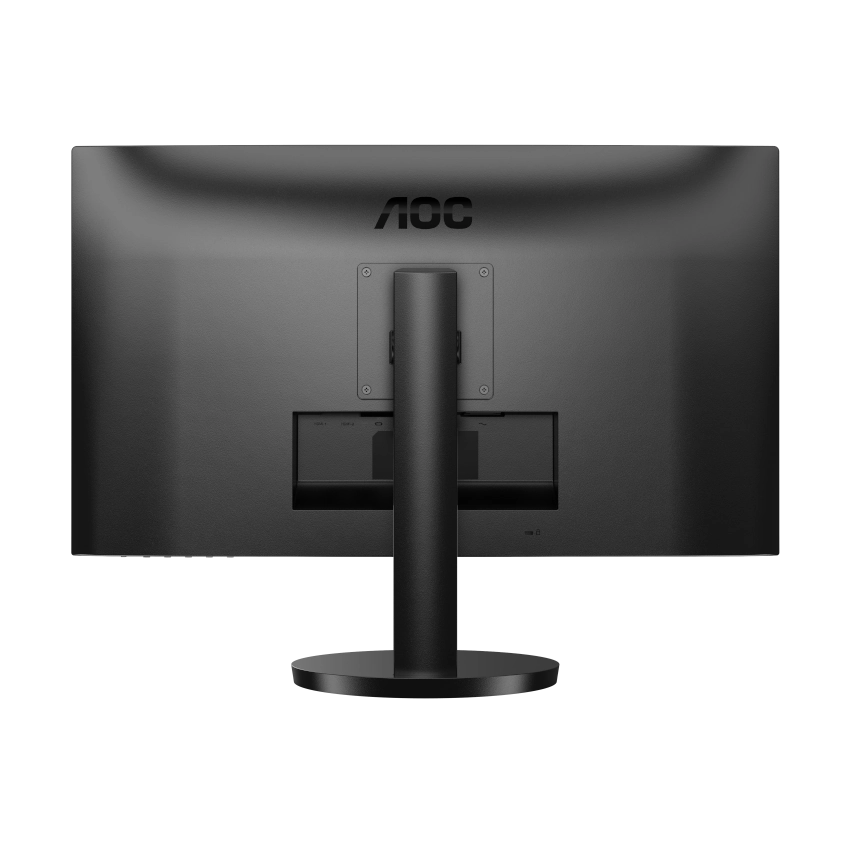 Back view of the AOC u27b3cf 27 inch 4k uhd ips monitor displaying the height adjustable stand and vesa mounting