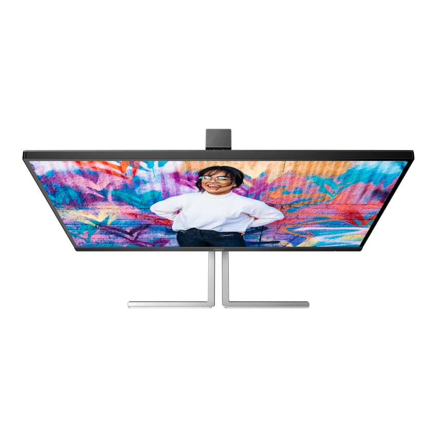 Top view of the AOC U27U3XD Graphic Pro 27 inch IPS monitor showing the ergonomic stand