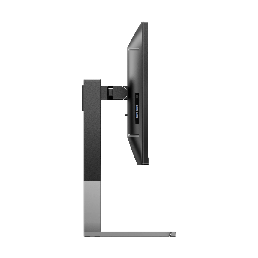 Side profile view of the AOC U27U3XD Graphic Pro 27 inch IPS monitor showing the power button and 2x USB ports