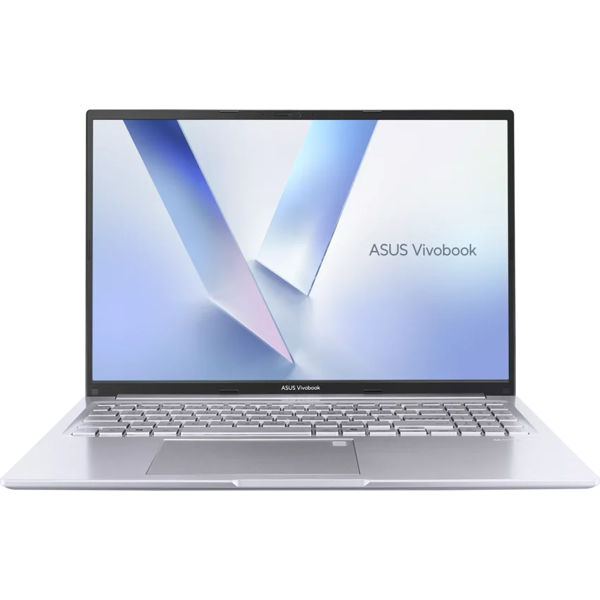 ASUS Vivobook 16 M1605NAQ Ryzen 7, 16GB, 512GB SSD, Backlit Keyboard, Windows 11 Home in silver 16" WUXGA Laptop open view. 