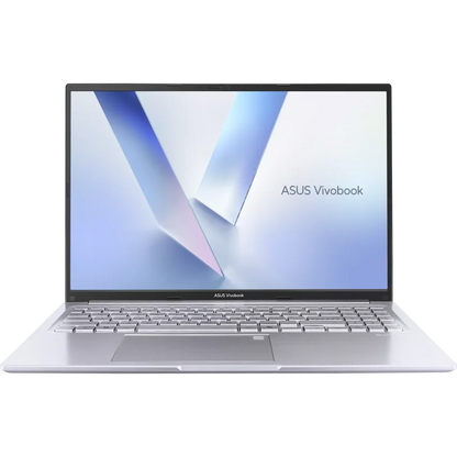 ASUS Vivobook 16 M1605NAQ Ryzen 7, 16GB, 512GB SSD, Backlit Keyboard, Windows 11 Home in silver 16" WUXGA Laptop open view. 