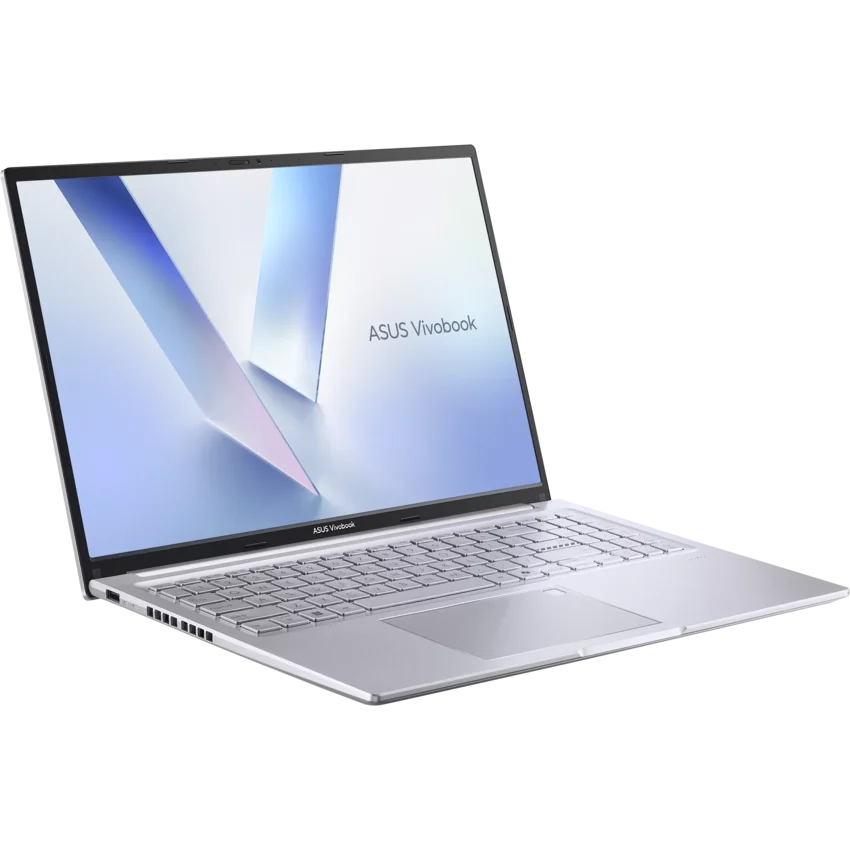ASUS Vivobook 16 M1605NAQ Ryzen silver 16" WUXGA Laptop left angled view. 