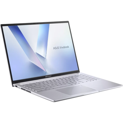 ASUS Vivobook 16 M1605NAQ Ryzen silver 16" WUXGA Laptop left angled view. 