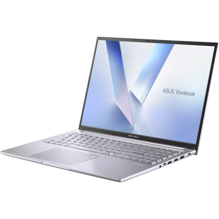 ASUS Vivobook 16 M1605NAQ Ryzen silver 16" WUXGA Laptop right angled view. 
