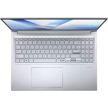 ASUS Vivobook 16 M1605NAQ Ryzen silver 16" WUXGA Laptop top keyboard view. 