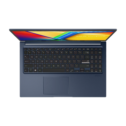 ASUS Vivobook X1504 15.6 inch FHD Intel laptop blue keyboard top view