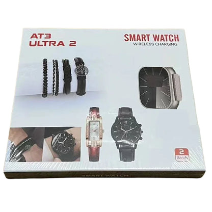 Box for AT3 Ultra 2 smart watch with accessories on a white background