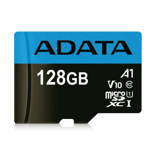 ADATA 128GB microSDXC card on a white background