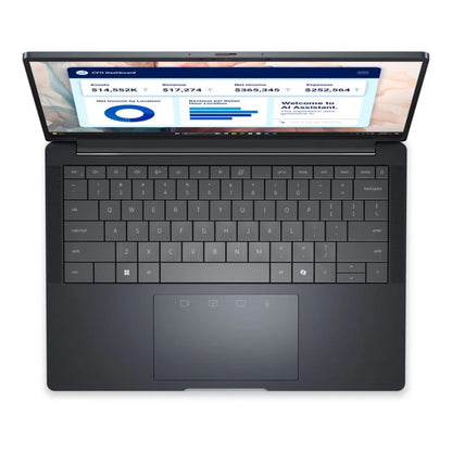 Top view of the Dell Pro 14 Premium 14 inch laptop showing the keyboard with dedicated Copilot button and trackpad