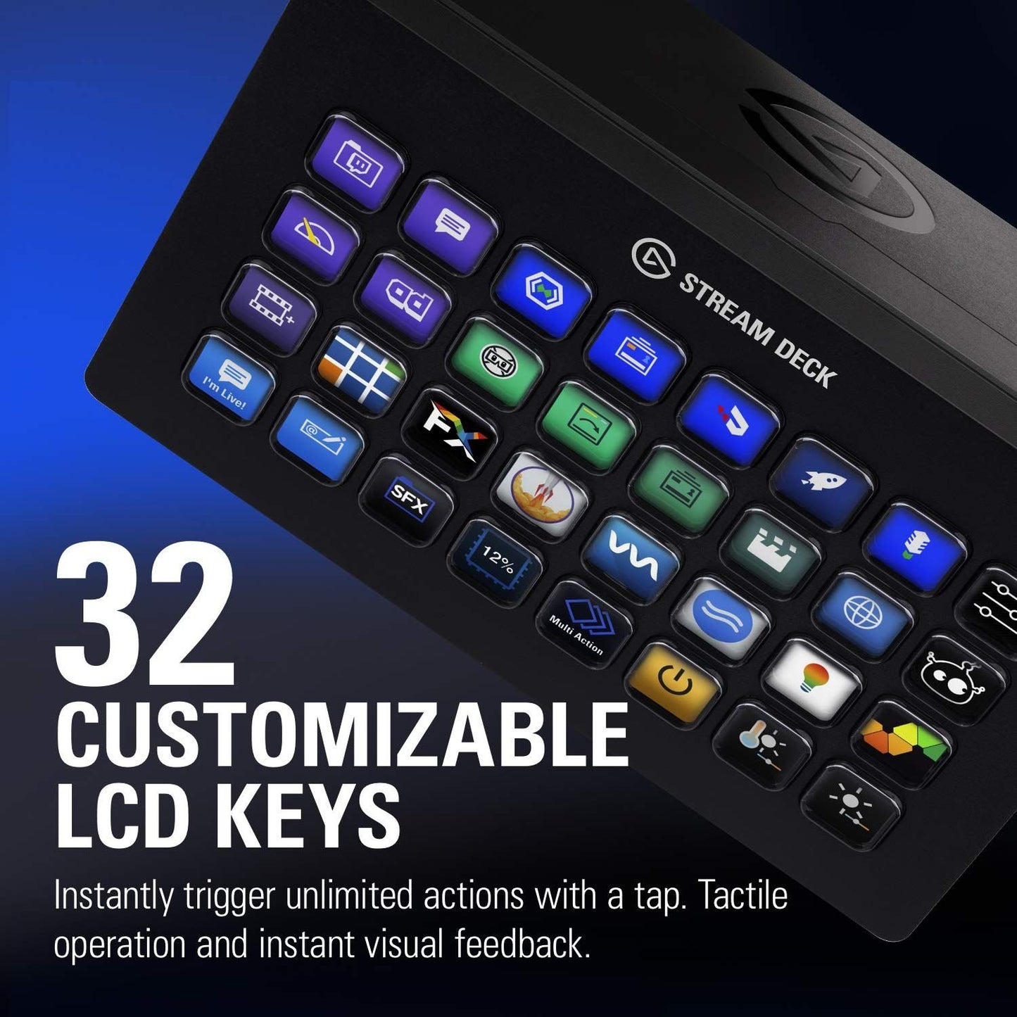 Elgato Stream Deck XL - Live Content Creation Controller with 32 customizable LCD keys; adjustable stand; 10GAT9901