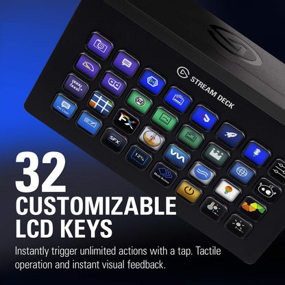 Elgato Stream Deck XL - Live Content Creation Controller with 32 customizable LCD keys; adjustable stand; 10GAT9901