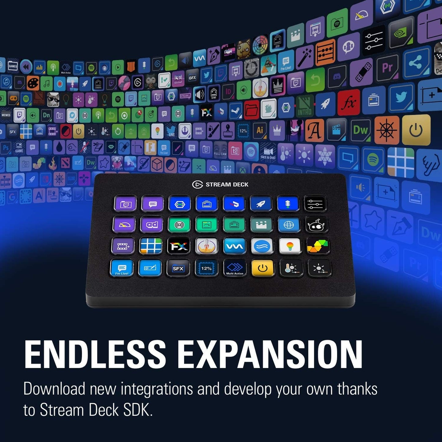 Elgato Stream Deck XL - Live Content Creation Controller with 32 customizable LCD keys; adjustable stand; 10GAT9901