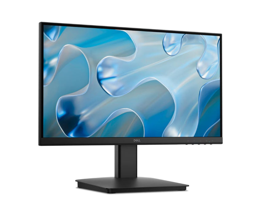 Dell SE2225H 21.5" FHD monitor with a blue abstract design on the screen against a white background