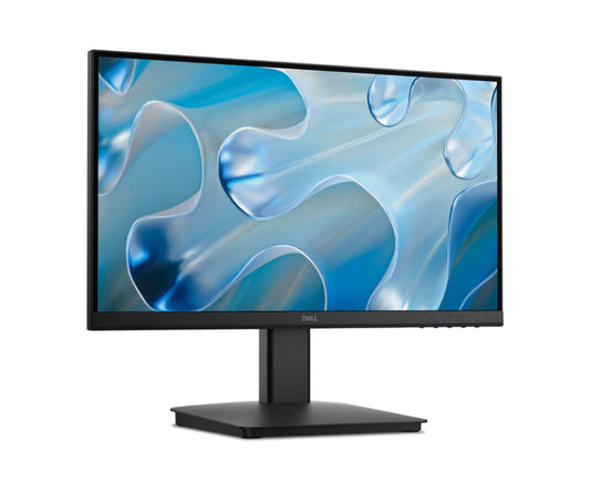 Dell SE2225H 21.5" FHD monitor with a blue abstract design on the screen against a white background