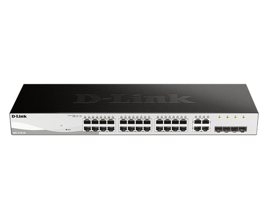 D-Link 28-Port Gigabit Smart Managed Switch; 24 port 10/100/1000Base-T ports + 4 SFP ports