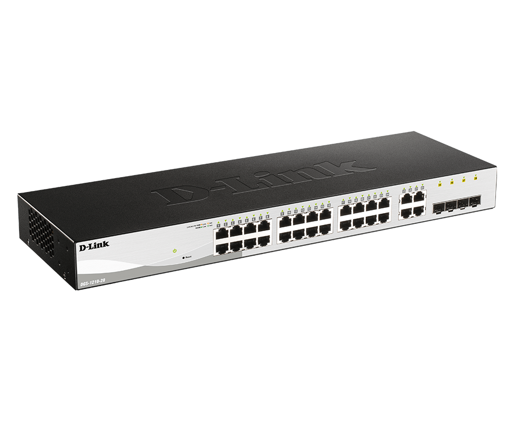 D-Link 28-Port Gigabit Smart Managed Switch; 24 port 10/100/1000Base-T ports + 4 SFP ports