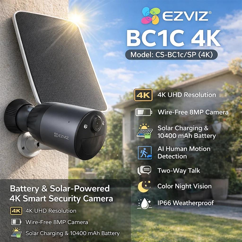EZVIZ BC1C 4K WIFI KIT INCL SOLAR PANEL