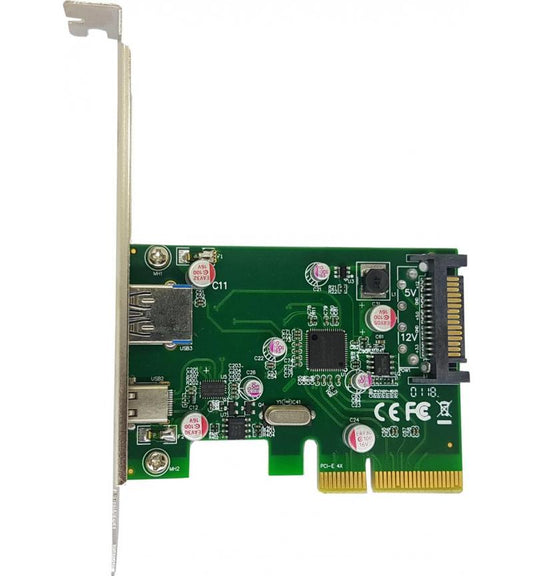 Computer expansion card with USB ports on a white background