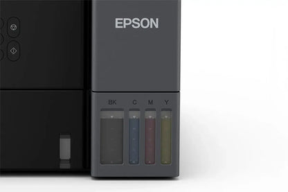 Epson printer with ink cartridge slots on a white background