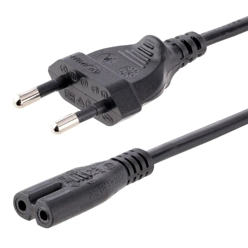 Black electrical plug on a white background