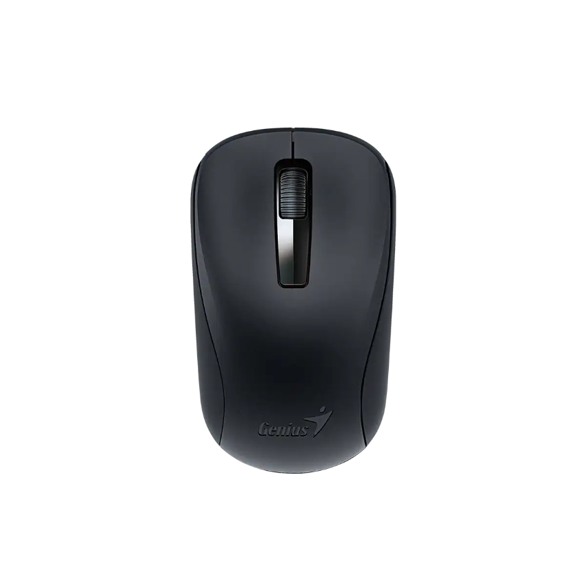 Genius NX-7005 wireless USB mouse showing the left and right click buttons and scroll wheel 